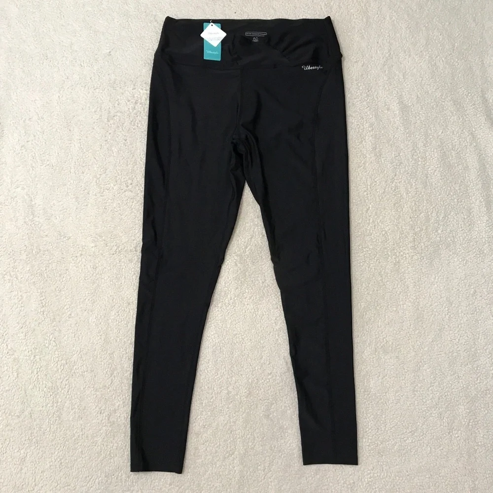 Black Leggings UPF 50 High Waist Pocket Size XXL